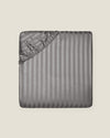 Raso Rigato fitted sheet in charcoal